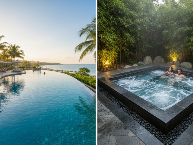 beautiful pool and the other a outdoor spa