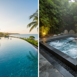 beautiful pool and the other a outdoor spa